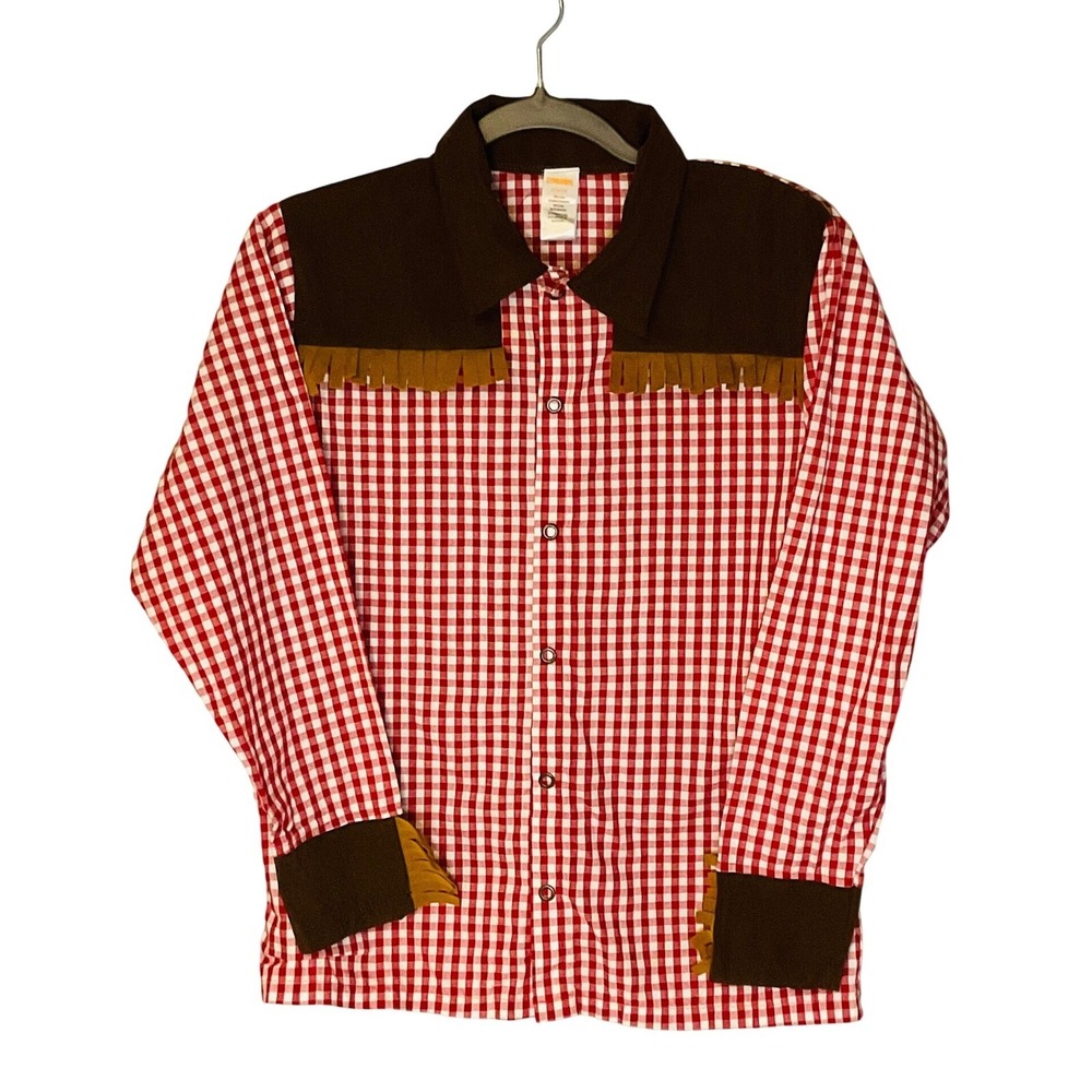 Gymboree cowboy gingham western shirt fringed Halloween costume boys girls 10 12